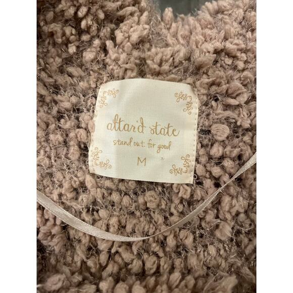 Altar’d State Teddy Drape Collar Cardigan Vest Medium Open Front Boho Soft Tan - Picture 8 of 8